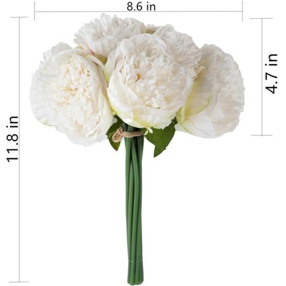 2Bouquet 10Heads Artificial Peony Silk Flower Leaf Home Office Wedding Party - Picture 2 of 5